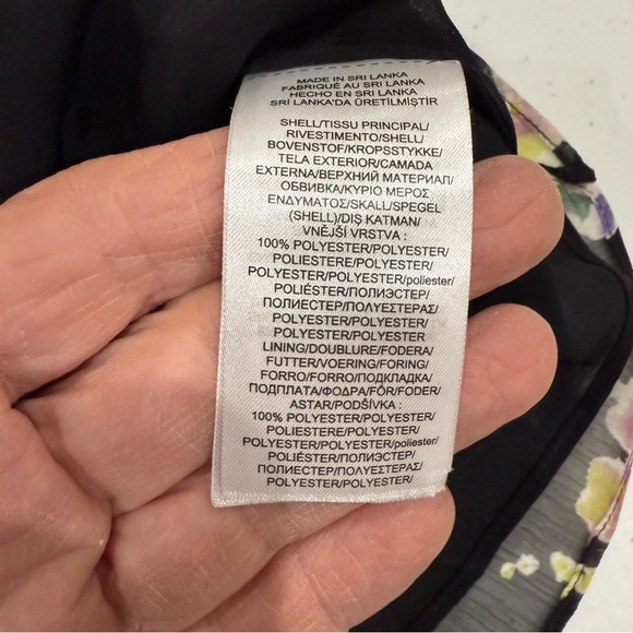 Lauren Ralph Lauren Floral Wrap Blouse Bell Sleeves Black Sheer Women’s Large - Picture 14 of 15